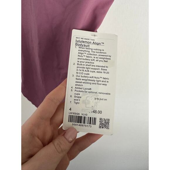 NWT Lululemon Align Sleeveless Shelf Bra Thong V-Neck Bodysuit Size‎ 4 - Purple - Picture 6 of 10
